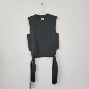 dRA Los Angeles Size S Sleeveless Knit Sweater Olive Green Cutout Sides New